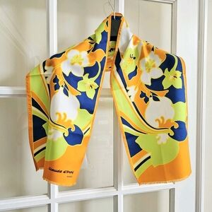 Vtg Claude d'Arcy Paris France Floral Scarf Neckerchief